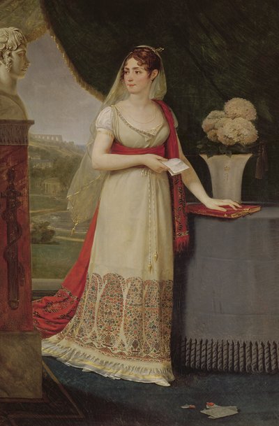 Josephine Tasher de la Pagerie, Empress of the French, gazing at a bust of her son Eugene de Beauharnais at Malmaison by Antoine Jean Gros
